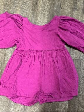 FP Beach Free People Fuchsia Bubble Sleeve Shorts Romper XS